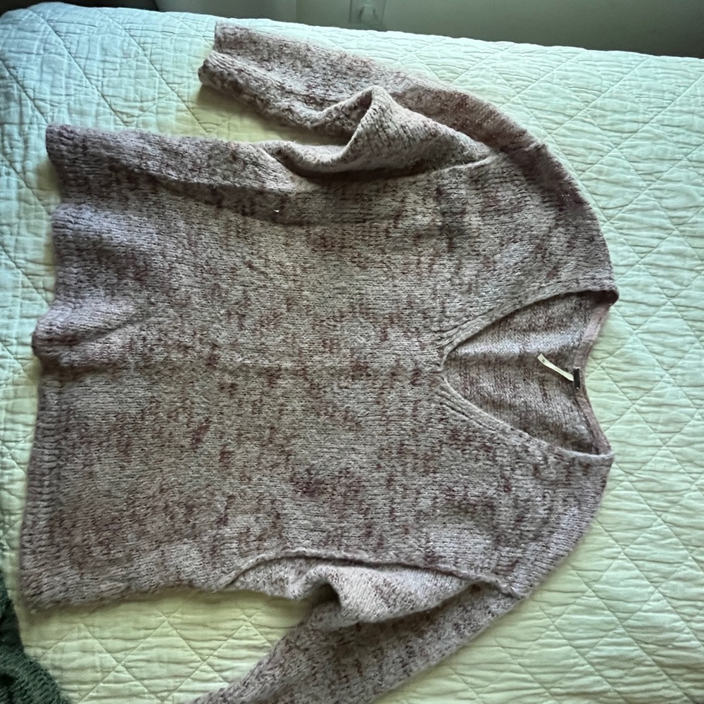 Free People Heathered Gray V-Neck Sweater